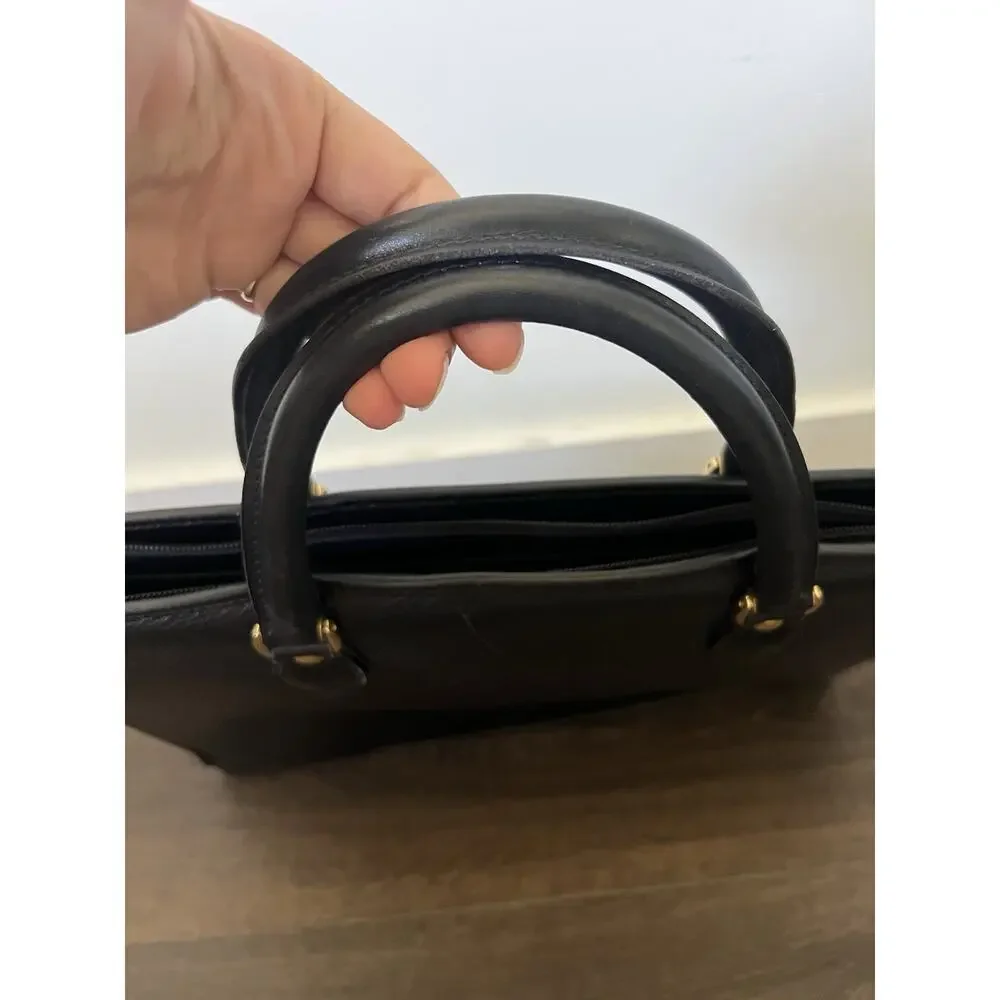 Mark Cross Vintage Leather Briefcase laptop bag Black Shoulder Bag Top Handle